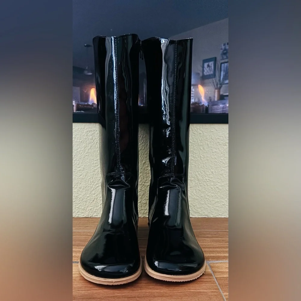 NWOB Aintap Shiny Patent Leather Knee High Flat Boots Size: EU 39 (Size: US 8)